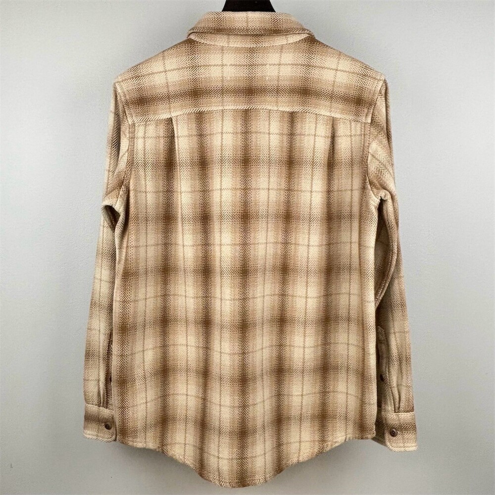 Outerknown Blanket Shirt Men's Size S Oatmeal Plaid Flannel Button-Up - Picture 2 of 7